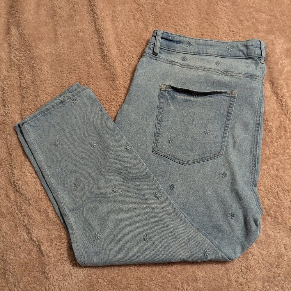 Ann Taylor LOFT Embroidered Ankle Jeans, Size 24